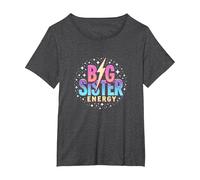 Big Sister Energy Sparkly Retro Testo, Sorelle Grandi per Ragazze Maglietta, Donna Plus-Size, Grigio Scuro, 5X