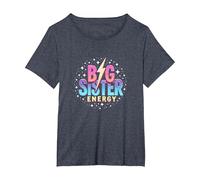 Big Sister Energy Sparkly Retro Testo, Sorelle Grandi per Ragazze Maglietta, Donna Plus-Size, Pervinca, 1X