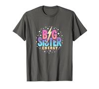 Big Sister Energy Sparkly Retro Testo, Sorelle Grandi per Ragazze Maglietta, Uomo, Asfalto, XL