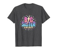 Big Sister Energy Sparkly Retro Testo, Sorelle Grandi per Ragazze Maglietta, Uomo, Grigio Scuro, 4XL