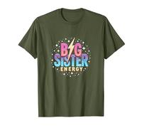 Big Sister Energy Sparkly Retro Testo, Sorelle Grandi per Ragazze Maglietta, Uomo, Oliva, M