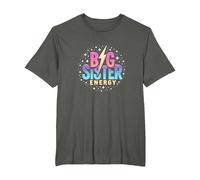 Big Sister Energy Sparkly Retro Testo, Sorelle Grandi per Ragazze Maglietta, Uomo Taglie Grandi, Asfalto, 2X Tall