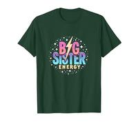 Big Sister Energy Sparkly Retro Testo, Sorelle Grandi per Ragazze Maglietta, Uomo, Verde Foresta, XL