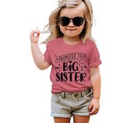 Big Sister - Maglietta per bambini con annuncio per ragazze Top Estate a maniche corte per bambini, Rosa prugna-1, 5-6 Anni
