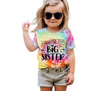 Big Sister - Maglietta per bambini con annuncio per ragazze, top estivo, a maniche corte, per bambini, in cotone, per fratelli, Giallo verdastro, 4-5 Anni