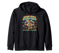 Big Sisters Fight Too Autism Awareness Puzzle Labbra Felpa con Cappuccio