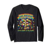 Big Sisters Fight Too Autism Awareness Puzzle Labbra Maglia a Manica