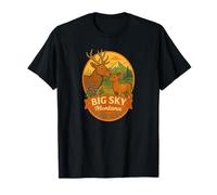 Big Sky Montana Alce Mucca e Vitello Badge Design Maglietta