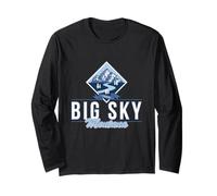 Big Sky Montana Retro Mountain River Vintage Sci Escursionismo Maglia a Manica