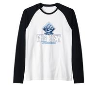 Big Sky Montana Retro Mountain River Vintage Sci Escursionismo Maglia con Maniche Raglan