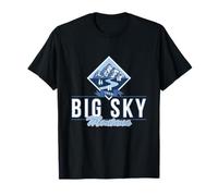 Big Sky Montana Retro Mountain River Vintage Sci Escursionismo Maglietta
