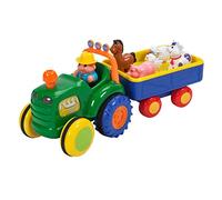 Big Steps Play Old MacDonald Tractor & Trailer - Con luci, suoni e corno - Include contadino, pecora, mucca, pollo, maiale e cavallo.