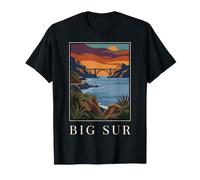 Big Sur, California, scogliere costiere, Ponte sull'oceano, Design retrò Maglietta