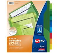 Big Tab Dividers, Two Slash Pockets, 8-Tab, Assorted, 1 Set