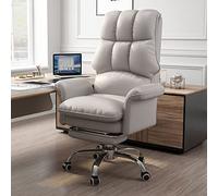 Big & Tall - Sedia da ufficio con supporto lombare regolabile, schienale alto, confortevole, design grigio per uso in ufficio