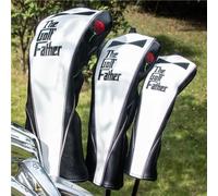 BIG TEETH Copritesta per mazza da golf Set in legno da 3 CONFEZIONI 1FH DR FW UT per driver Fairway Hybrid con chiusura elastica senza etichetta Pelle PU nera Il regalo del padre del golf