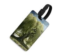 Big Trees, etichette per bagagli con carta d'identità, etichette resistenti per borse da viaggio, etichette impermeabili per valigie, zaini e custodie da viaggio, stile nero