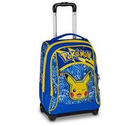 Seven Pokemon Big Trolley, 36 L, Doppio Scomparto, Spallacci a scomparsa, Doppio uso, Tasca frontale, Scuola elementare, Pikachu, Bambini e Bambine, giallo/blu