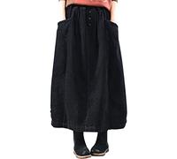 Bigassets Donna Vintage Vita Elastica alla Caviglia Lunga Gonne di Velluto a Coste