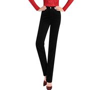 Bigassets Donna Vita Alta Pantaloni di Velluto a Coste Pantaloni Dritti Black L