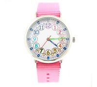Bigbangbang Orologio analogico per bambini, orologio per imparare il tempo, primo orologio cinturino in panno morbido, leggere tempo di studio Todder orologio, asilo impara ora, orologio rosa ragazza,