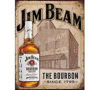 BigBazza Targa da parete in latta vintage pubblicitaria, 20 x 15 cm, per pub, capannone, bar, grotta, casa, camera da letto, ufficio, cucina, idea regalo - Retro Jim Beam Bourbon Kentucky Whisky