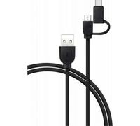 BigBen Connected, Cavo USB A/micro USB e USB C 2 in 1 da 1,2 m, Nero