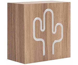 BigBen Interactive, Color Light Neon Cactus Speaker Bluetooth Luminoso, Legno Chiaro