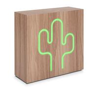 BigBen Interactive Neon Cactus Speaker, Dotato di Ricarica ad Induzione per Dispositivi Compatibili, Legno Chiaro