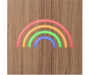 BigBen Interactive Neon Rainbow Speaker Dotato di Ricarica ad Induzione per Dispositivi Compatibili, Legno Chiaro