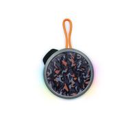 BIGBEN Party - Cassa Bluetooth rotonda con tracolla e effetti luminosi - 15W - Grigio e arancione camouflage