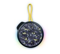BIGBEN Party - Cassa Bluetooth rotonda con tracolla e effetti luminosi - 15W - Nero e giallo camouflage