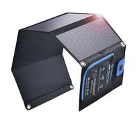 BigBlue 28W Caricabatterie Solare Portatile 2 Porte (USB-C/USB-A), Pannelli Solari IP44 Impermeabili con Amperometro Digitale per Dispositivi Ricaricabili Via iPhone Android GoPro ECC