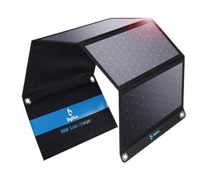 BigBlue 28W Caricatore Solare Portatile 2 USB C + 1 USB A (5V/4,8A Max Total) Pannelli Solari IP44 Impermeabile Pieghevole per attività all'Aperto - per iPhone GoPro iPad Samsung Huawei Xiaomi e Altri