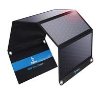 BigBlue 28W Caricatore Solare Portatile con 3 Porte USB per Campeggio | 2x USB-C + 1x USB-A(5V/4,8A Max Total), Pannello Solare Piegaevole IP44, Ricarica iPhone, Samsung, GoPro, iPad e Powerbank.