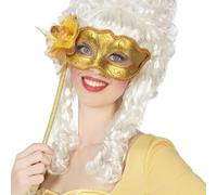 BigBuy Carnival Maschera dorata con manico