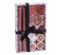BigBuy Christmas Portacandele circolare con supporto natalizio rosso cristallo paraffina 21,7 x 13,3 x 3,8 cm