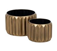 BigBuy Garden Set di vasi dorati in ferro 37,5 x 37,5 x 23 cm (2 pezzi)