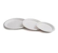 BigBuy Home 50 piatti monouso Ø 22,5 cm, bianco, biodegradabili
