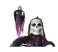BigBuy Home Decorazione Halloween Scheletro Strega 180x80x16 cm Luce e Suono Viola