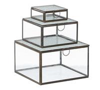 BigBuy Home Scatola multiuso 3 pezzi vetro dorato metallo 20 x 20 x 12 cm (3 pezzi)