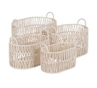 BigBuy Home Set di cestini bianchi corda 50 x 36 x 36 cm (4 pezzi)