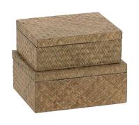 BigBuy Home Set di scatole decorative beige DMF 24 x 19 x 10 cm (2 pezzi)