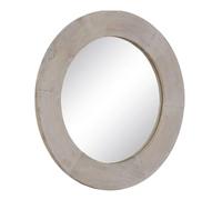 BigBuy Home Specchio da parete bianco naturale vetro legno di mango legno MDF verticale rotondo 61 x 2,5 x 61 cm