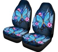 BIGCARJOB Trendy Car Seat Covers Ble Butterfly Print High Back Seat Cover Set of 2 Ultra-Soft Universal Fit