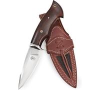 BIGCAT ROAR Predator Hunter - Coltello da Caccia in Acciaio D2 Artigianale 25,4 cm - Manico in Legno di Noce e Fodero in Cuoio - Bushcraft, Campeggio, Sopravvivenza - Regalo Uomo Cacciatore