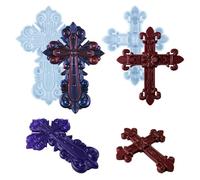 BIGEBO Stampi in resina 3D a forma di croce, 2 pezzi, grande stampo in silicone con splendido motivo dettagliato in resina religiosa, per artigianato, regalo, decorazione da parete per la casa
