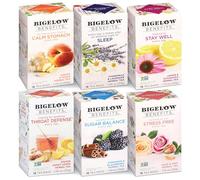 Bigelow Benefits Wellness, set di tè misto, matcha verde e tè alle erbe senza caffeina, 18 pezzi (6 pezzi), un totale di 108 bustine di tè (l'imballaggio può variare)