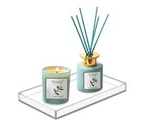 Bigfety Vassoio da bagno in acrilico per bancone, realizzato a mano, robusto, organizer per tazze, spugne, sapone, piante (medio, trasparente)