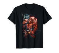 Bigfoot 4 luglio divertente Bigfoot bandiera americana USA Maglietta